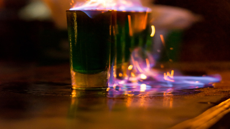 a flaming cocktail