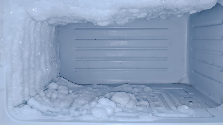 freezer interior with frost built up