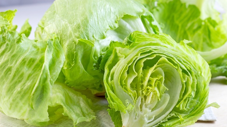 whole and cut iceberg lettuce