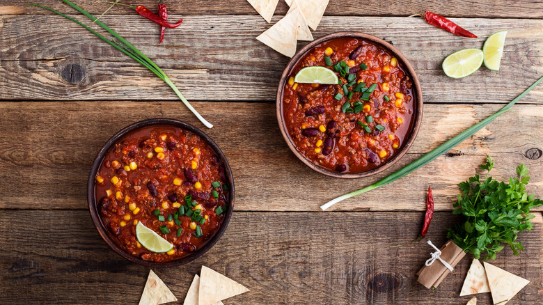 Two bowls of chili