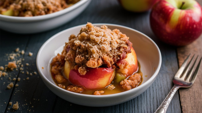 serving of apple crisp