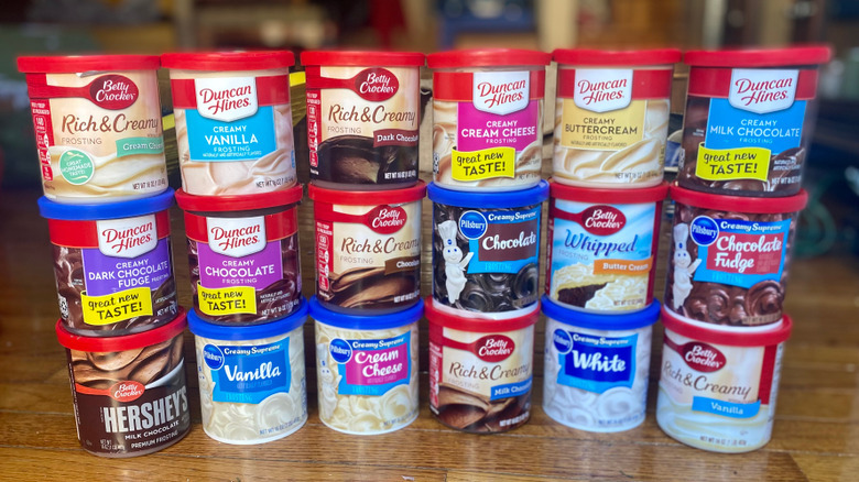 many cans of store-bought frosting