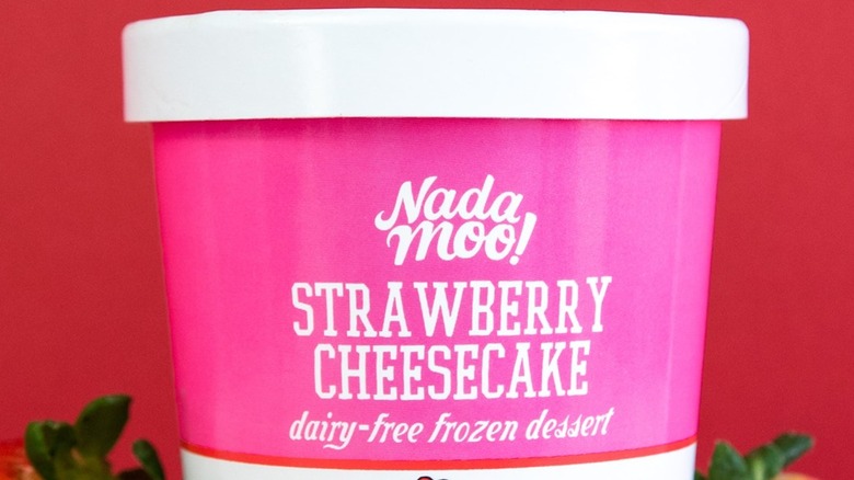 Pint of NadaMoo! strawberry cheesecake frozen dessert