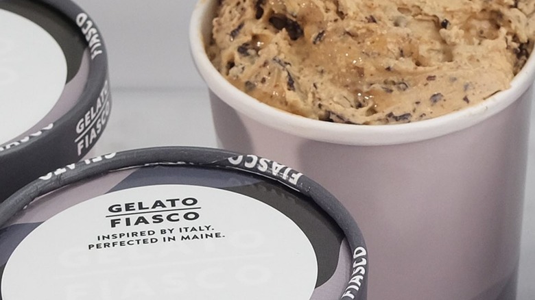 Open and labeled containers of Gelato Fiasco