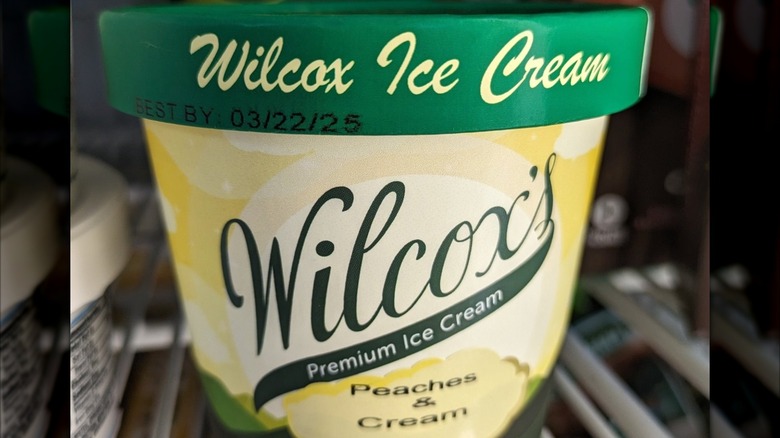 Pint of Wilcox peaches and cream ice cream