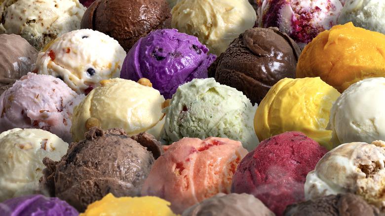 multi-colored scoops of ice cream