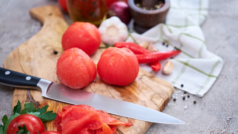 blanched tomatoes