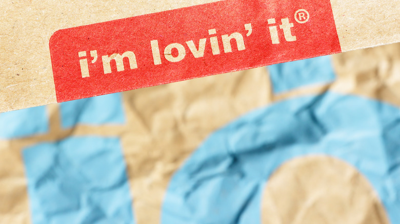 "I'm Lovin' It" slogan on McDonald's bag