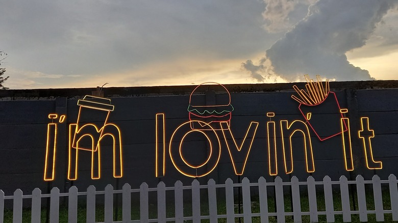 Illuminated McDonald's sign in Indonesia