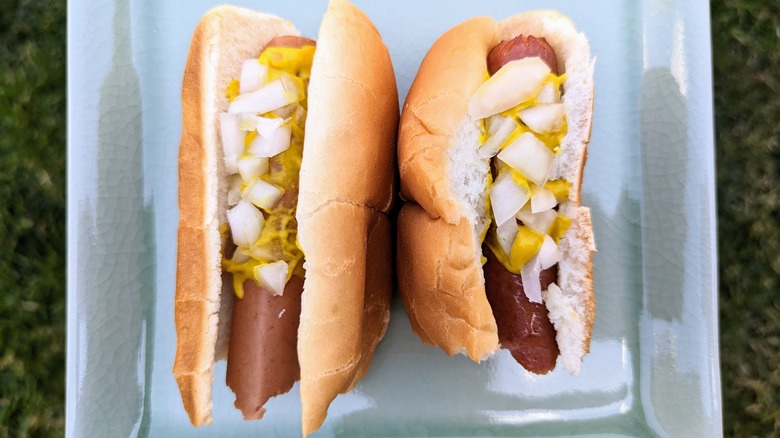 hot dogs with toppings