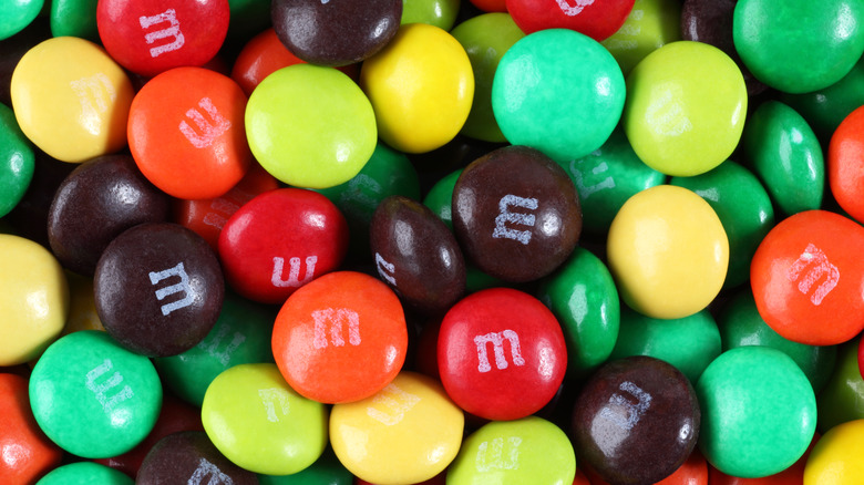 Pile of assorted colors of chocolate M&M's