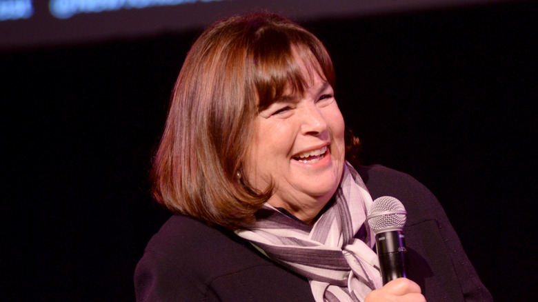 Ina Garten speaking with microphone