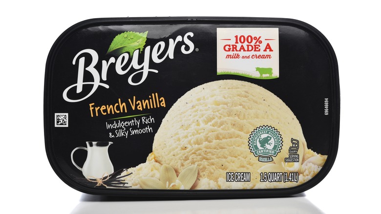 lid of Breyers French Vanilla ice cream