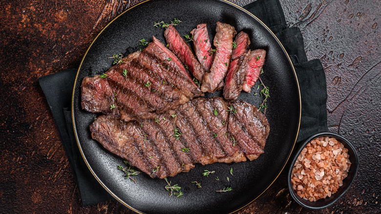 Grilled steak on the plate