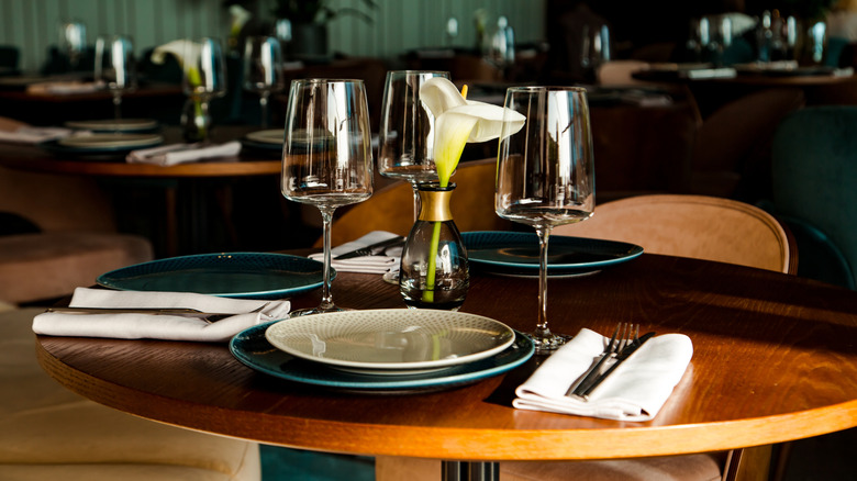 Empty restaurant with tables set