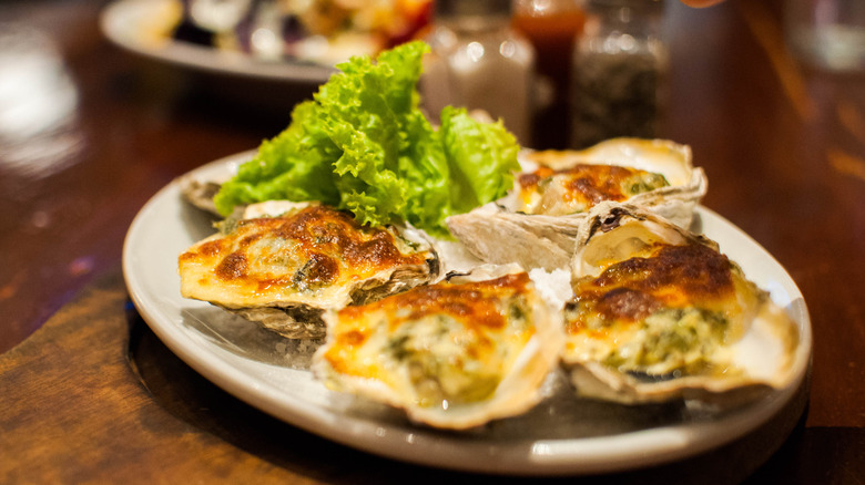 Oysters Rockefeller on a plate