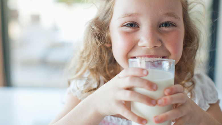 girl drinking milk