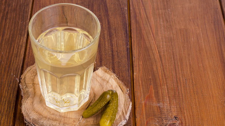 pickle juice in glass