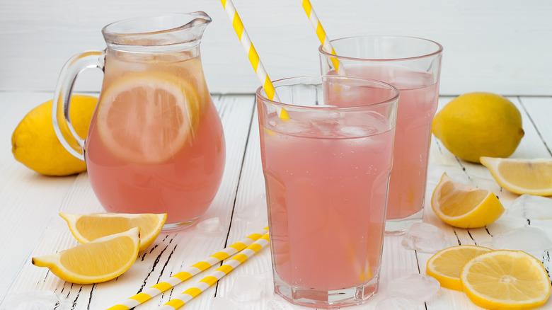 Pink lemonade with lemons
