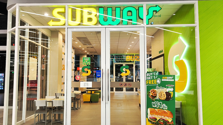 Exterior of a redesigned Subway restaurant