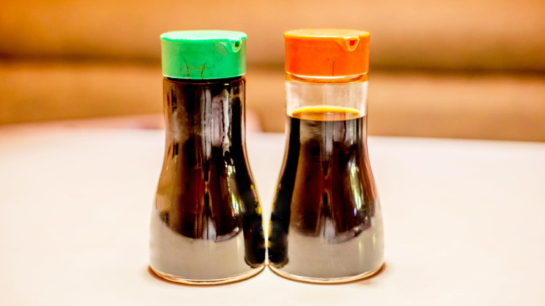 Two bottles of soy sauce