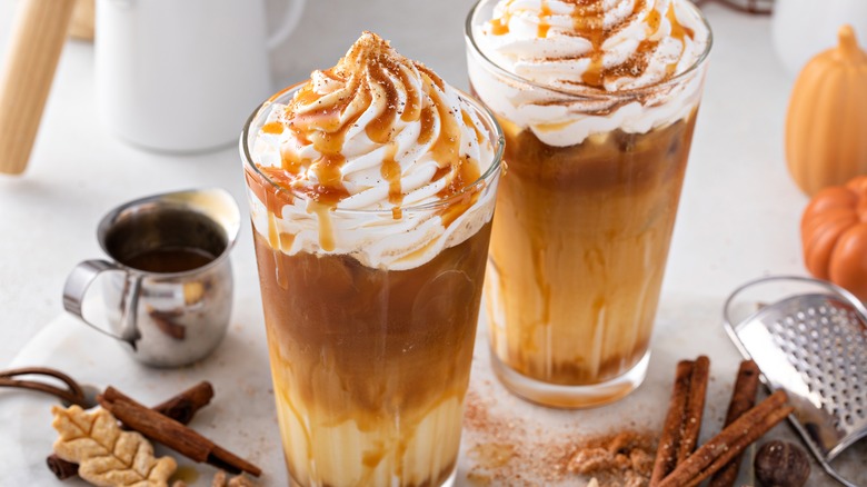 iced pumpkin spice lattes