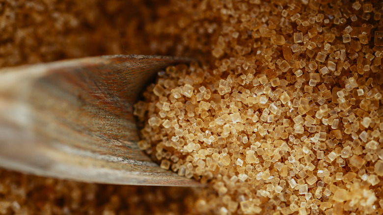 spoon scooping brown sugar