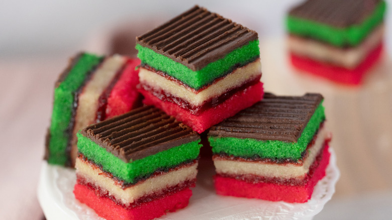 Stack of rainbow cookies