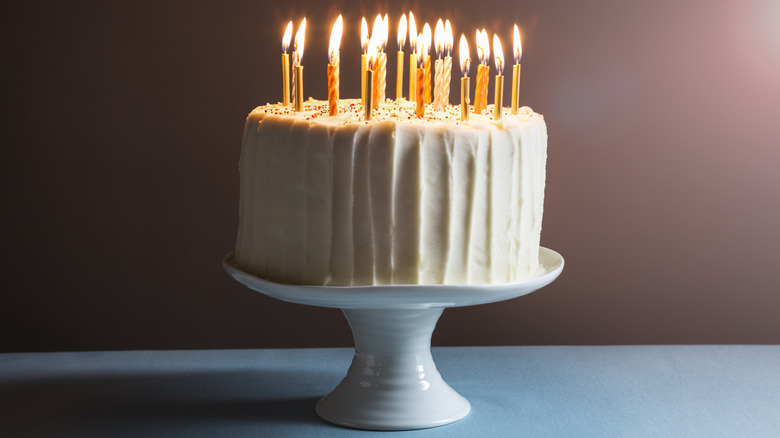 Birthday cake decorated with buttercream frosting