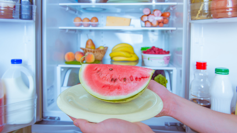 Watermelon going into fridge