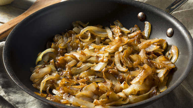 Caramelized onions in a pan