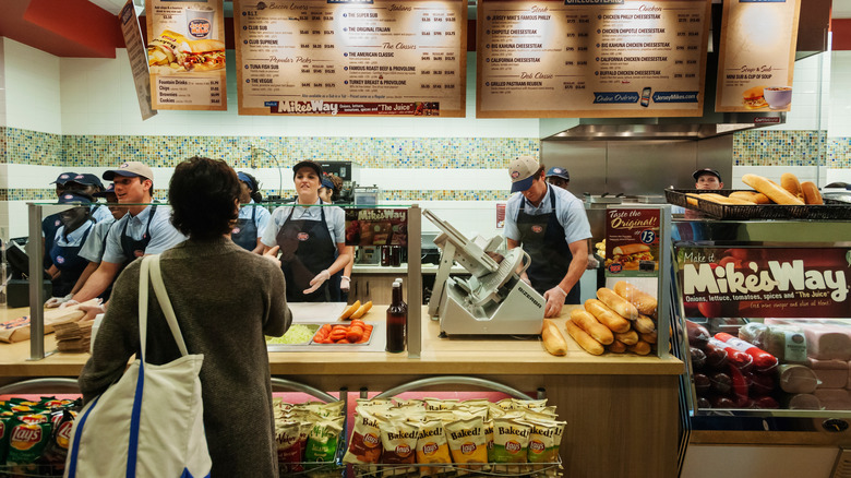 Person orders inside a Jersey Mike's