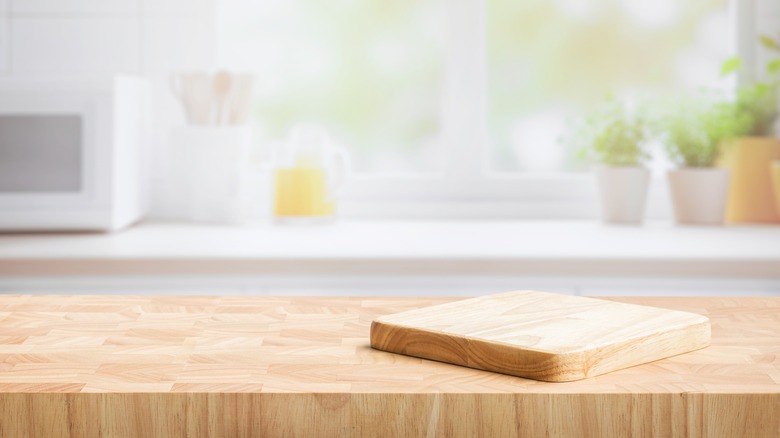 Kitchen counter with cutting board