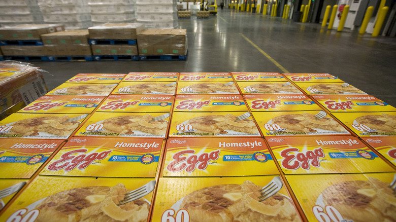 Eggo waffles stacked at warehouse