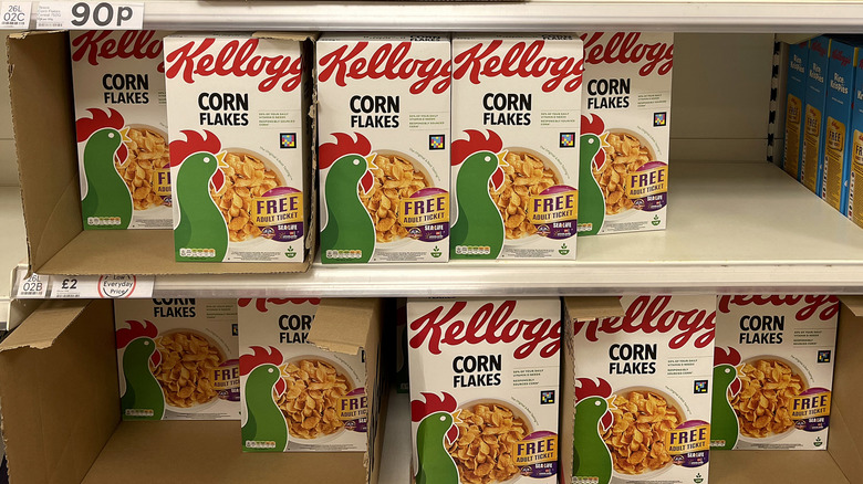 Corn Flakes on store shelf