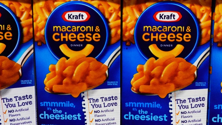 Boxes of Kraft macaroni and cheese