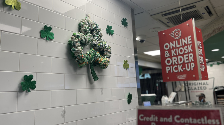 St. Patrick's decoration at Krispy Kreme