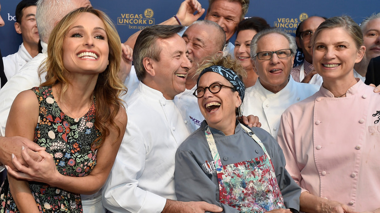 Giada De Laurentiis and chefs laughing together