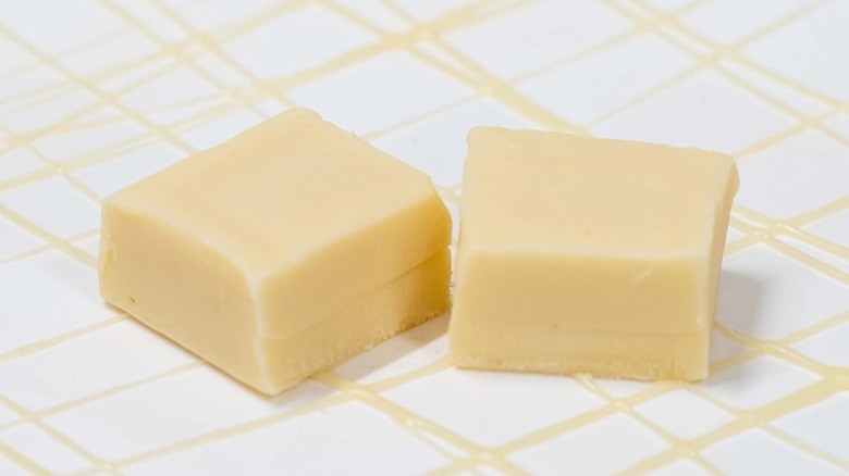 two pieces of vanilla fudge