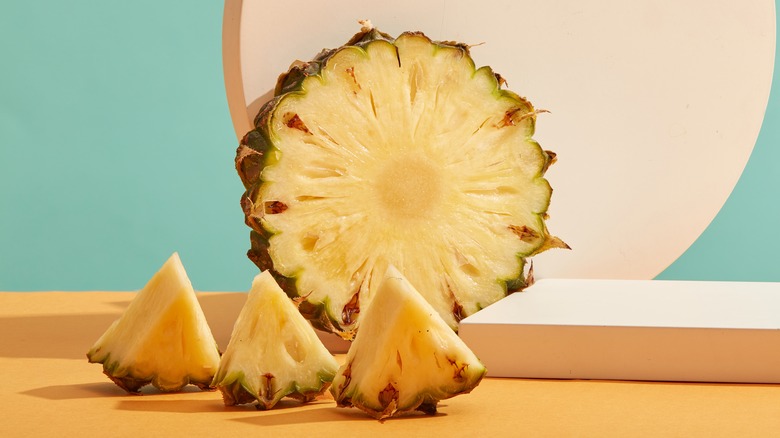 Closeup of pineapple slices