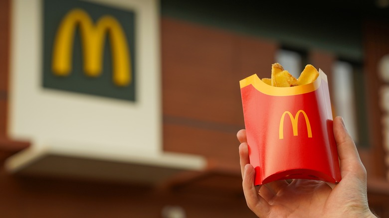 hand holding mcdonald's fries