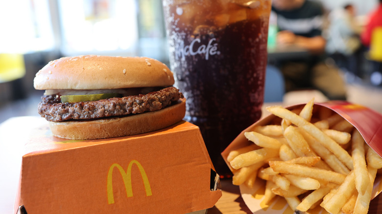 quarter pounder meal on table