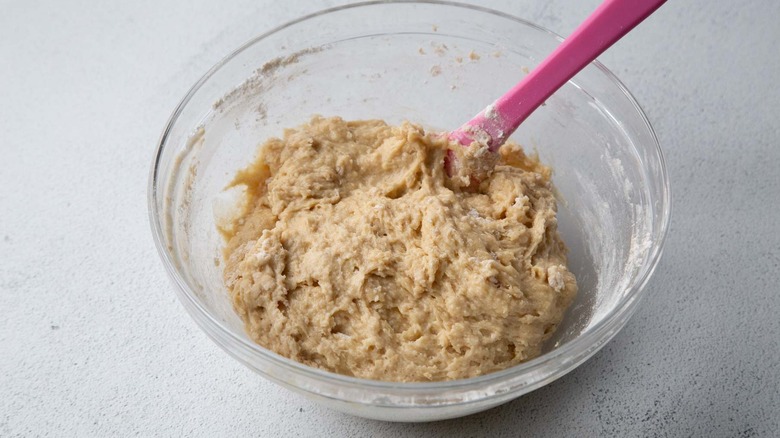 Apple fritter batter in bowl