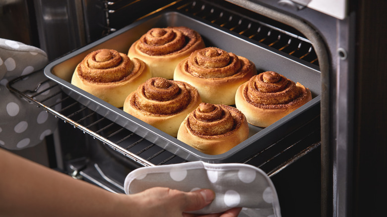 cinnamon rolls out of oven