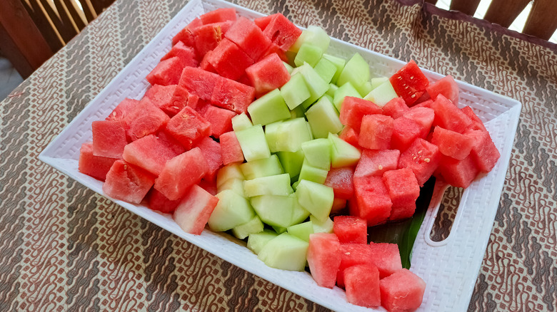 melon fruits on plate