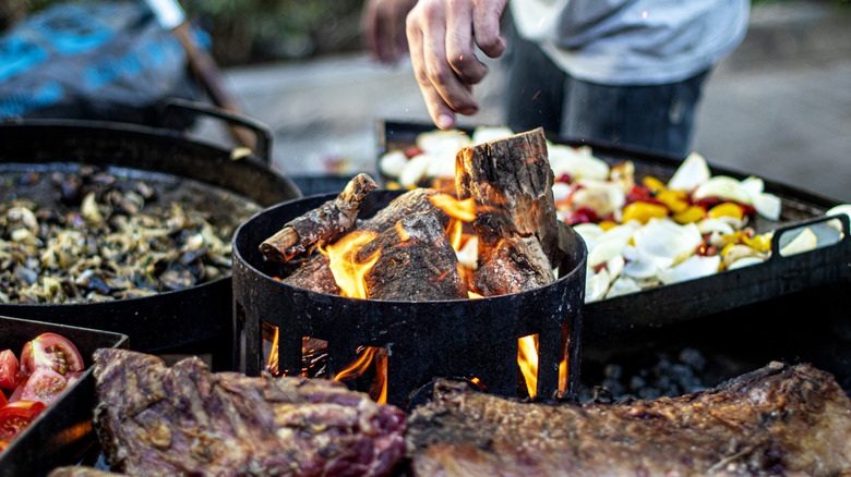 Grill crammed with food