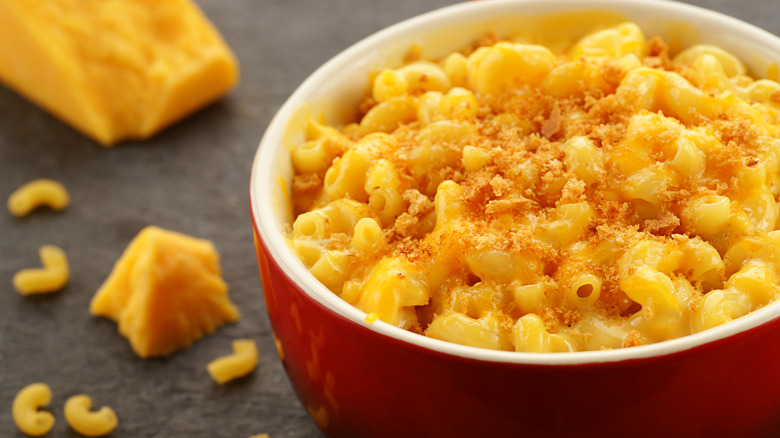 Bowl of baked mac and cheese