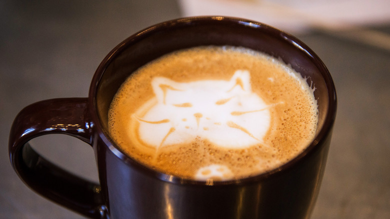 cat design on coffee