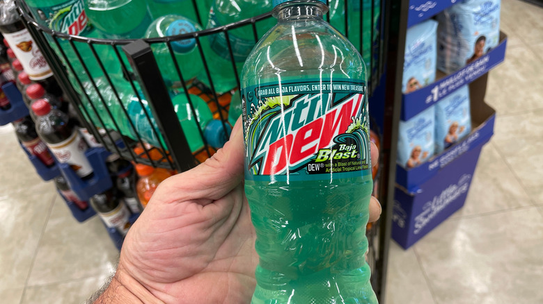 Hand holding a Baja Blast