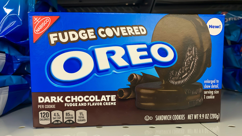 Fudge-covered Oreo package